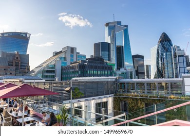 London, UK; Sep 2019; London Skyline , City Escape At Beautiful Day. Picture From The Rooftop Bar Terrace 