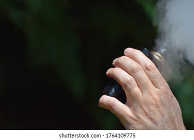 London, UK. Sept 26 2020. A Man Vaping His Hand Holding An E Cigarette / Mod. This Week Florida Saw A Spike In Teenage Vaping Related Hospitalisations And Lung Disease Not Related To Covid-19