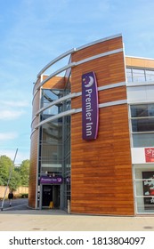 London / UK - September 11 2020: Premier Inn Hotel Entrance, Wandsworth High Street, London