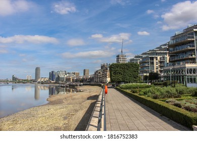 London / UK - September 11 2020: Wandsworth Bridge River Thames towpath, London