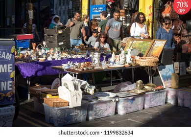 LONDON, UK- SEPTEMBER 14 2018: People On The Street At Bricklane East London. Flea Market.