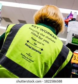 London UK, September 27 2020, Morrisons Supermarket Key Worker Shop Assistant