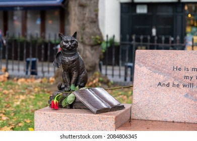 London, UK - September 28th 2021: A Single Red Rose Laid Over The Memorial Of A Street Cat Named Bob