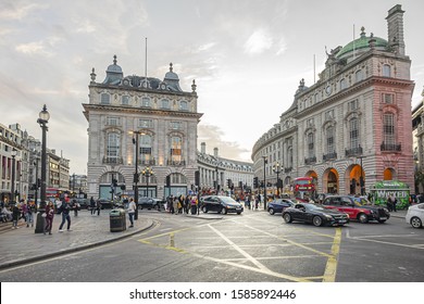 LONDON, UK - SEPTEMBER 29, 2019: Piccadilly Circus at evening. Piccadilly Circus - a famous public space in London's West End, it built in 1819.