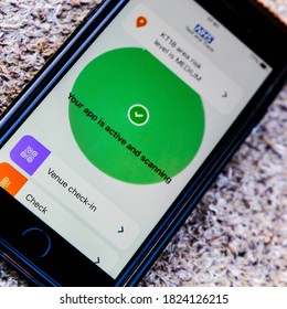 London UK, September 29 2020,  Close Up,NHS COVID-19 Track And Trace Contact Tracing App
