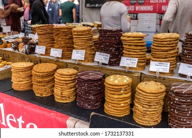 London / UK - September 30 2017: Sweet Chocolate Chip Cookie Street Food Stall At Southbank Centre Food Market