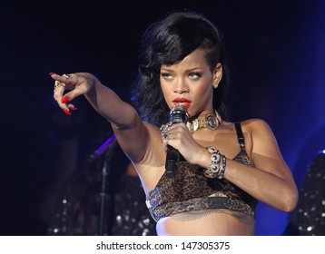 London, UK. Singer Rihanna performs her 777 secret gig tour at the HMV Forum in Kentish Town in London. 19th November 2012.