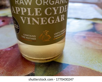 London. Uk-07.06.2020: Raw Organic Apple Cyder Vinegar. Tasty And Used For Treatment Of Minor Ailments. 