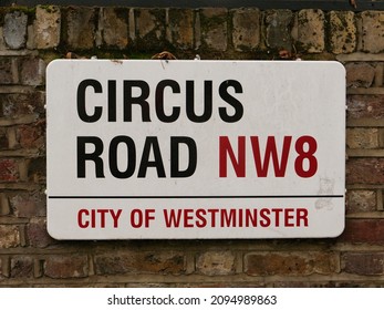 London, UK-22.12.21: Circus Road Name Sign, City Of Westminster, London, UK