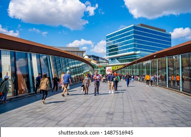 LONDON, UK-AUGUST 19, 2019: View of Westfield Stratford City, Now the Official Shopping Centre of London. The largest urban shopping centre is adjacent the Olympic park.March 15,2012 in London UK