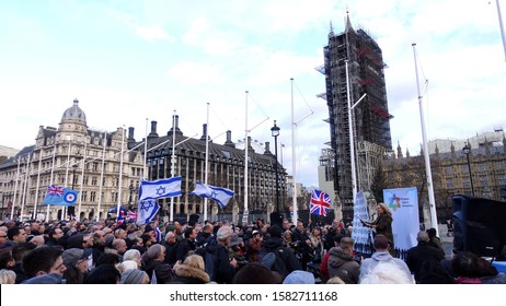  London, UK,December 8th 2019.Actress Tracy Ann Oberman Gives An Impassioned  Speech At An Antisemitism Rally In Parliament Square.   