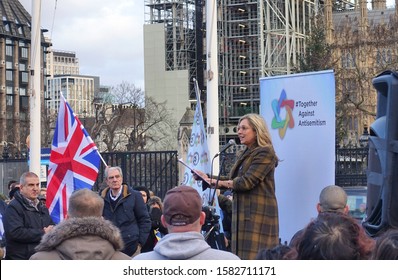  London, UK,December 8th 2019.Actress Tracy Ann Oberman Gives An Impassioned  Speech At An Antisemitism Rally In Parliament Square.   