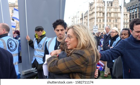  London, UK,December 8th 2019.Actress Tracy Ann Oberman Gives An Impassioned  Speech At An Antisemitism Rally In Parliament Square.   