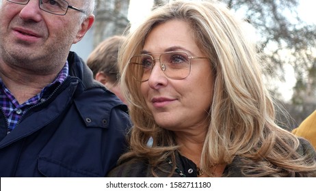  London, UK,December 8th 2019.Actress Tracy Ann Oberman Gives An Impassioned  Speech At An Antisemitism Rally In Parliament Square.   