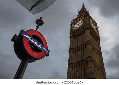 London Underground sign at Westminster  - Shutterstock ID 2266100267