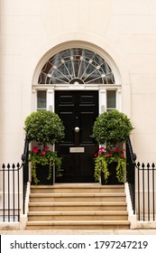 London/ United Kingdom - 07.31.2020: A Close Up Of A Door To A Residential Building In St James's, Central London.