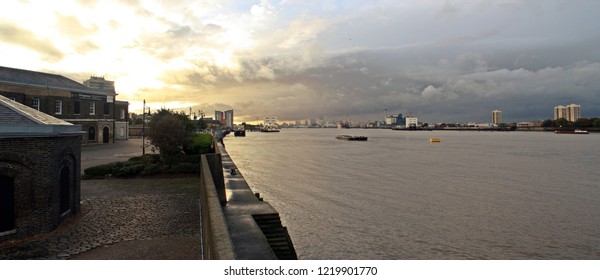 London, United Kingdom; 10 20 2013. Thames From The Woolwich Royal Arsenal.