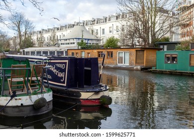 London, United Kingdom - 12 13 2019: Little Venice In London, Paddington On A Winter Day.