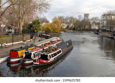 London, United Kingdom - 12 13 2019: Little Venice In London, Paddington On A Winter Day.