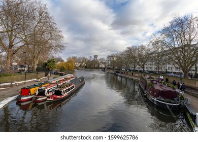 London, United Kingdom - 12 13 2019: Little Venice In London, Paddington On A Winter Day.