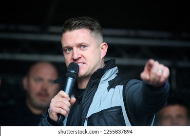 London / United Kingdom 12.12.2018 Tommy Robinson giving a speach at the  Brexit Betrayed Rally organised by UKIP in London 