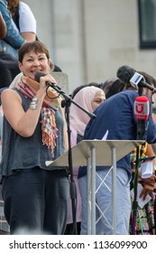 London, United Kingdom, 13th July 2018: Caroline Lucas MP, Co-leader Of The Green Party Of England And Wales Speaks At An Anti Trump Rally In Central London