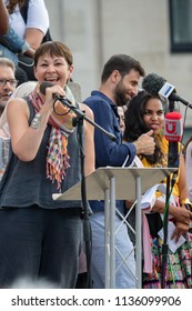 London, United Kingdom, 13th July 2018: Caroline Lucas MP, Co-leader Of The Green Party Of England And Wales Speaks At An Anti Trump Rally In Central London