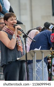 London, United Kingdom, 13th July 2018: Caroline Lucas MP, Co-leader Of The Green Party Of England And Wales Speaks At An Anti Trump Rally In Central London