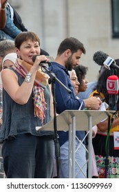 London, United Kingdom, 13th July 2018: Caroline Lucas MP, Co-leader Of The Green Party Of England And Wales Speaks At An Anti Trump Rally In Central London