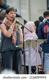 London, United Kingdom, 13th July 2018: Caroline Lucas MP, Co-leader Of The Green Party Of England And Wales Speaks At An Anti Trump Rally In Central London