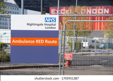 London, United Kingdom. 16th April 2020. A General View Outside The NHS Nightingale Hospital At The Excel.  