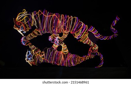 LONDON, UNITED KINGDOM - Apr 05, 2022: A Neon Tiger By Chila Kumari Singh Burman In The Tate Shop