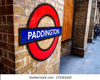 LONDON, UNITED KINGDOM - APRIL 10, 2015: Undergroud train sign in London Paddington station in London, UK. The Underground is a public rapid transit system serving a large part of Greater London.