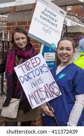 London, United Kingdom - April 26, 2016:48 Hour Strike by the Junior Doctors. The first all out strike in the history of the NHS occurred today in England by the junior doctors over funding of the NHS