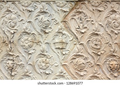 London, United Kingdom - Architecture Background Of Victoria And Albert Museum Exterior Ornaments