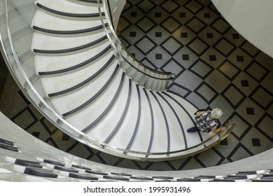 LONDON, UNITED KINGDOM - Aug 07, 2015: The spiral staircase in the entrance of Tate Britain