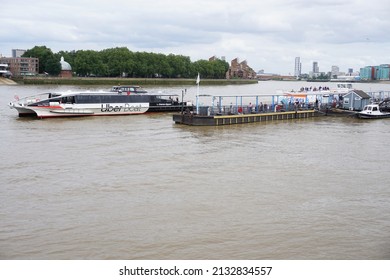 LONDON, UNITED KINGDOM - Aug 27, 2021: Thames River Boat In Greenwich, London, United Kingdom