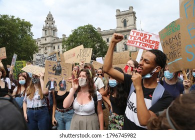 London / United Kingdom - August 16 2020: Students Stage A Demonstration In Parliament Square Protesting The System Change That Effected A-level Exam Results.