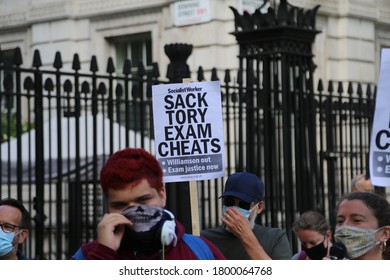 London / United Kingdom - August 21 2020: Students Stage A Demonstration Outside Downing Street To Protest System Change That Effected A-level Exam Results.