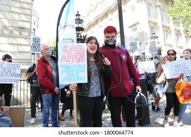 London / United Kingdom - August 21 2020: Students Stage A Demonstration Outside Downing Street To Protest System Change That Effected A-level Exam Results.