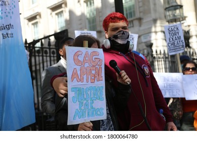 London / United Kingdom - August 21 2020: Students Stage A Demonstration Outside Downing Street To Protest System Change That Effected A-level Exam Results.