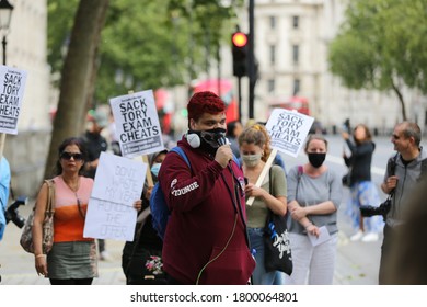 London / United Kingdom - August 21 2020: Students Stage A Demonstration Outside Downing Street To Protest System Change That Effected A-level Exam Results.