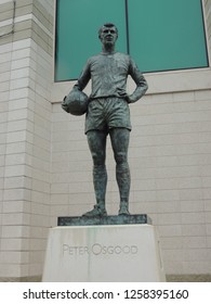 London, United Kingdom - August 25: Peter Osgood Statue, Stamford Bridge Stadium.