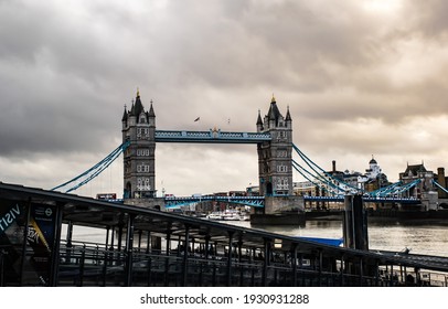 London, United Kingdom- December 19,2020;Tower Bridge Artistic Image In Cloudy Day.