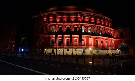 London | United Kingdom: December 29 2021: Famous Royal Albert Hall As Seen At Christmas