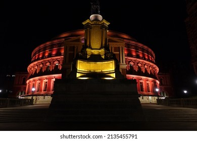 London | United Kingdom: December 29 2021: Famous Royal Albert Hall As Seen At Christmas