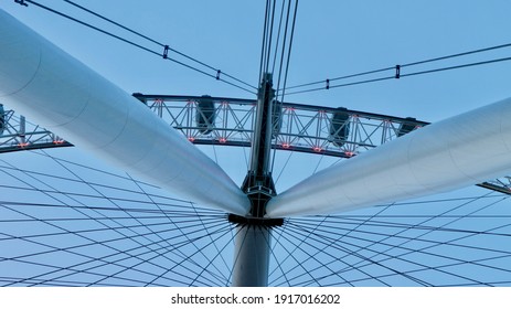 LONDON, UNITED KINGDOM - Feb 07, 2018: London Eye, London, UK - 14 January 2018: Looking Up To London Eye From Belvedere Road While Sun Down