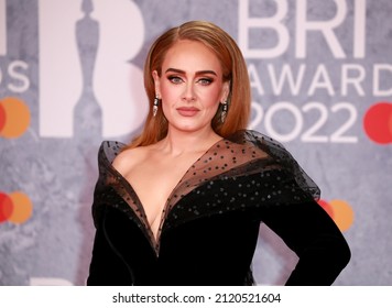 London, United Kingdom - February 08, 2022: Adele attends The BRIT Awards 2022 at The O2 Arena on February 08, 2022 in London, England.  