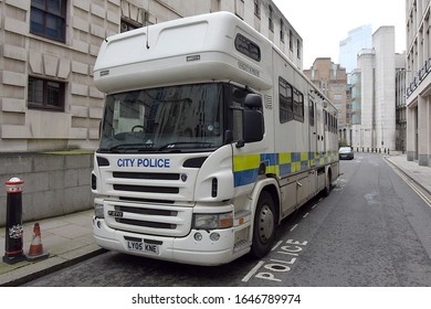 London/ United Kingdom- February 2 2020: A Metropolitan Police Horsebox parked in a London side street
