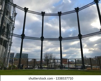 London, London / United Kingdom - February 20 2019: Gasholder Park Kings Cross St Pancras